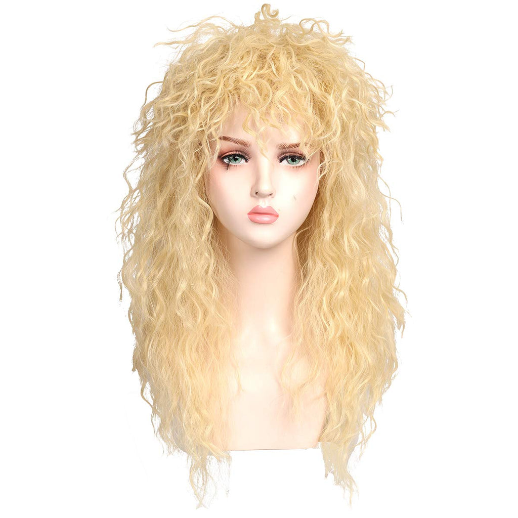 Long Curly 80s Rocker Mullet Cosplay Wig for Women Newlichee